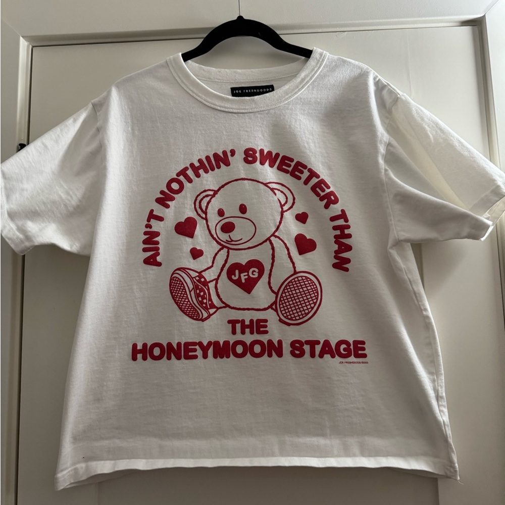 Joe Fresh White Tee with Red Bear Graphic